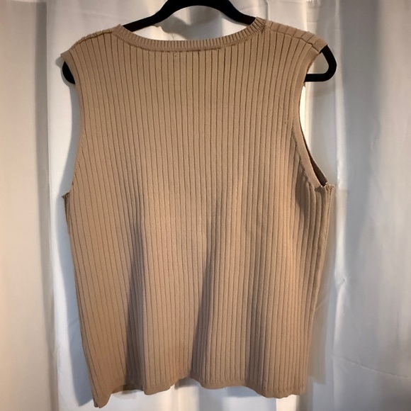 Halogen Ribbed Sleeveless Sweater Vest | tan | Size 1X - Picture 7 of 10